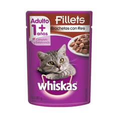 Comida para gatos adultos de brochetas con res Whiskas (85 g / 2.99 oz)