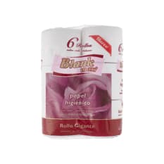 Papel higiénico doble hoja rollo gigante Blank Maxi (6 U)