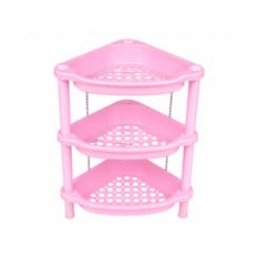 Estante organizador esquinero de plástico de 3 niveles rosa Tengyun (1 U)