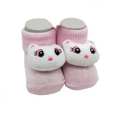 Par de calcetines de color rosa con sonajero de peluche para bebé Ayaydin Miroglio