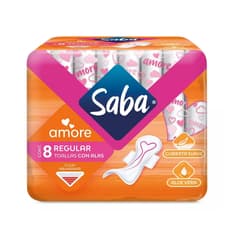 Almohadillas sanitarias regular con alas Saba (8 U)