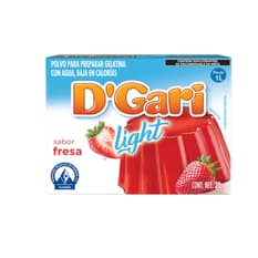 Polvo para preparar gelatina con agua baja en calorías sabor fresa D'Gari (20 g)