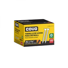 Caja de 100 tornillos de acero para paneles de yeso - pladur o drywall - #6 x 1-5/8" Covo