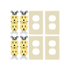 Set de 4 tomacorrientes doble de 125 V / 15 A con tapas Troen