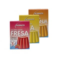 Gelatina sabor fresa + Gelatina sabor piña + Gelatina sabor naranja