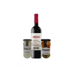 Vino tinto rioja crianza + Cebollitas en vinagre + Banderilla troceada