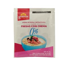 Avena integral instantánea sin azúcar sabor fresa con crema Granvita (35 g / 1.23 oz)