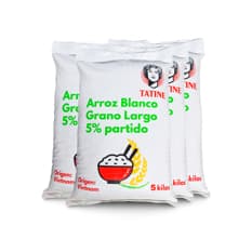 Arroz de grano largo 5% de grano partido Tatine (4 x 5 kg / 11.02 lb)