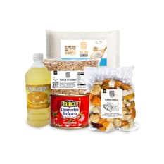 Combo para sopas #5: Pasta de tomate Burcu + Cebolla en escamas Cosecha Real + Ajiaco criollo Cosecha Real + Sal fina común Cosecha Real + Zumo de naranja