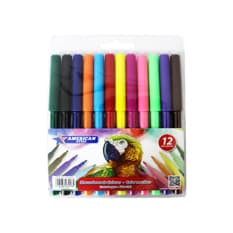 Estuche de marcadores de colores con tinta de agua American Style (12 U)