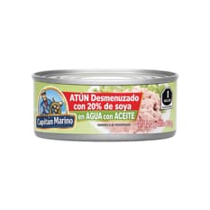 Atún desmenuzado con 20% de soya en agua con aceite Capitán Marino (120 g / 4.2 oz)