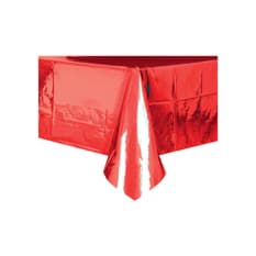 Mantel de plástico metalizado para fiestas de color rojo Gutza