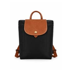 Mochila convertible de nailon negro con detalles en camel Isabella