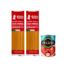 Espaguetis (2) + pasta de tomate (1)