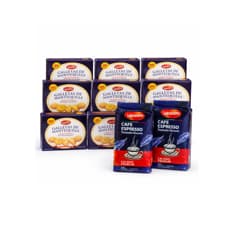 Combo café espresso tostado y molido premium Sabrosísimo (250 g / 8.81 oz) + Galletas de mantequilla Sabrosísimo (72 g / 2.54 oz)