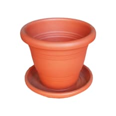 Maceta redonda de plástico 13 cm + Base redonda de plástico 13 cm