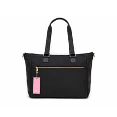 Bolso shopper negro de nailon con bolsillo frontal y asas largas Isabella (1 U)