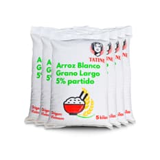 Arroz de grano largo 5% de grano partido Tatine (6 x 5 kg / 11.02 lb)
