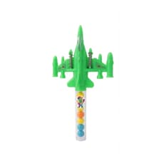 Avión de juguete verde con caramelos Chipirrines