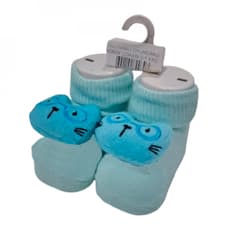 Par de calcetines de color celeste con sonajero de peluche para bebé Ayaydin Miroglio