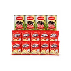 Combo Frijoles negros cocidos Sabrosísimo (4 x 400 g / 14.11 oz) + Puré de puras patatas instantáneo Sabrosísimo (10 x 40 g)