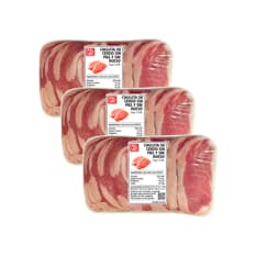 Chuleta de cerdo sin piel y sin hueso PDL LMC (3 x 1 kg / 2.2 lb)