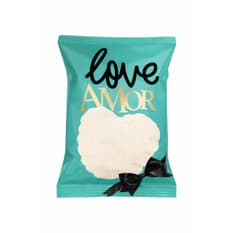 Pastel relleno de salsa sabor a coco cubierto de chocolate blanco y coco rallado Amor Bifa (55 g / 1.94 oz)