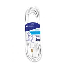 Extensión eléctrica blanca doméstica 4 m clavija recta Volteck ED-4BR