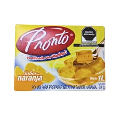 Polvo para preparar gelatina sabor naranja fortificada con vitamina C Pronto (84 g / 2.9 0z)