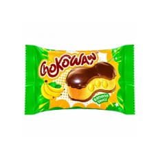 Pastel cubierto de chocolate con crema sabor plátano Chokowaw (30 g / 1.05 oz)