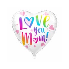 Globo en forma de corazón con cartel de Love you mom Balloon (17 pulgadas)