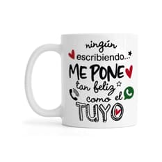 Jarra de cerámica blanca de 330 ml con diseño “Me pone tan feliz como el tuyo” Échale