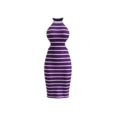 Vestido ajustado con estampado de rayas horizontales morado y blanco Torbex (Talla única)