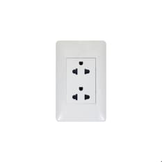 Tomacorriente doble con tapa blanca - 15 A y 127 V - Q7-Lumina