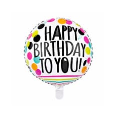 Globo con cartel de Happy Birthday y diseño de puntos de colores 18 pulgadas Balloon