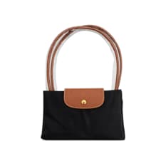 Bolso de nailon negro plegable con detalles camel y asas extraíbles Isabella
