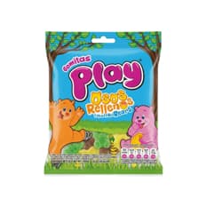 Gomas de gelatina sabores surtidos a banano, fresa, morazul rellenas con líquido sabor a fresa (55 g / 1.94 oz)