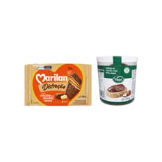 Crema de cacao con avellanas Vima Foods (210 g / 7.41 oz) + Galleta triple capa sabor chocolate con chocolate blanco Distracao Marilan (280 g / 9.88 oz)