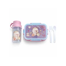 Lonchera Infantil con diseño de oso con botella y Cubiertos Lucky (1 U)