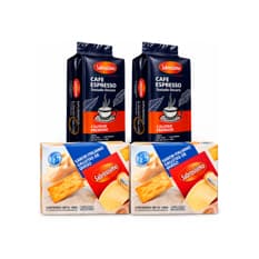 Combo Café espresso tostado y molido premium Sabrosísimo (2 x 250 g / 8.81 oz) + Galletas de queso Sabrosísimo (2 x 190 g / 6.70 oz)