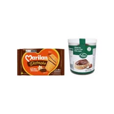 Crema de cacao con avellanas Vima Foods (210 g / 7.41 oz) + Galleta triple capa sabor vainilla con chocolate Distracao Marilan (280 g / 9.88 oz)