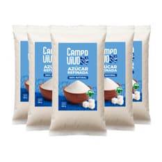 Azúcar blanca refinada Campo Vivo (5 x 500 g / 1.1 lb)