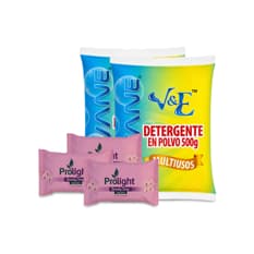 Combo de higiene y limpieza #4: Detergente en polvo multiuso con aroma floral Lavane + Jabón de belleza con fragancia a orquídea Prolight