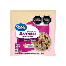Cereal de avena instantánea con nuece, pasas y dátiles Great Value (40 g / 1.41 oz)