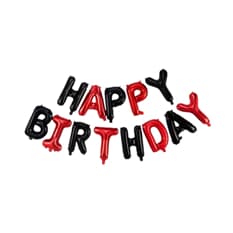 Cartel de Happy Birthday color negro y rojo Ballon (16 pulgadas)