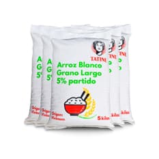 Arroz de grano largo 5% de grano partido Tatine (5 x 5 kg / 11.02 lb)