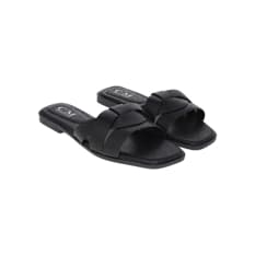 Sandalias planas negras de correas cruzadas y nudo para mujer CM PARIS (Talla 37)
