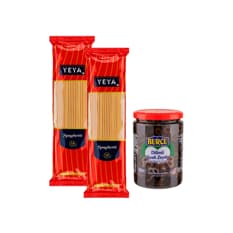 Espaguetis + Aceitunas negras en rodajas