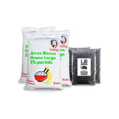Combo básico #4: Arroz de grano largo 5% de grano partido Tatine + Frijoles negros LJD