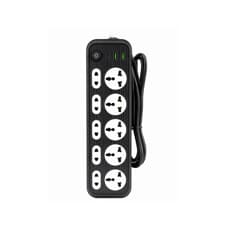 Extensión de 5 tomas de corriente y puertos USB color negro XL Soluciones